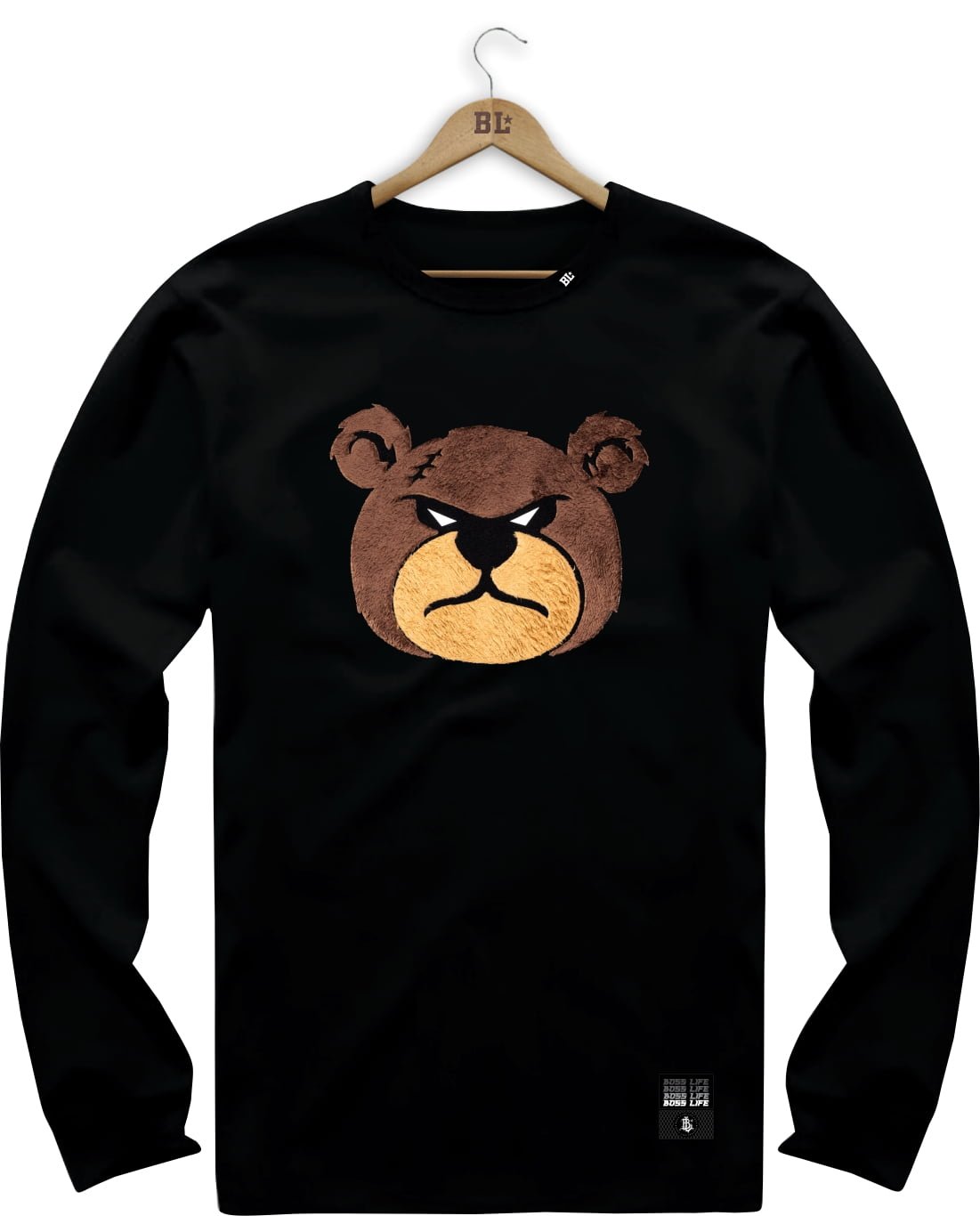 Camiseta Manga Longa Preta Bear BL Scar