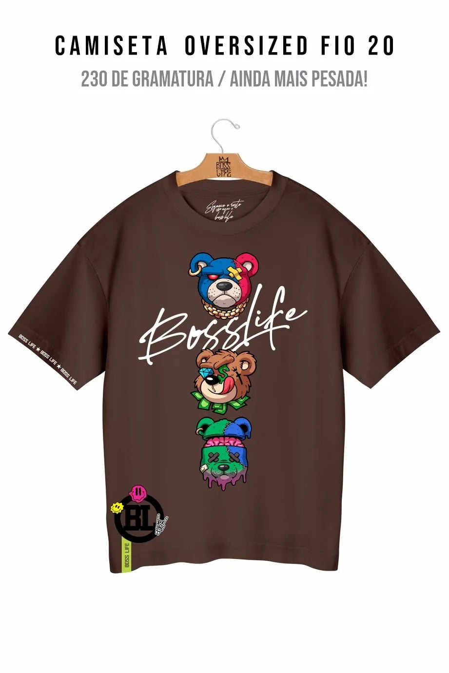 Camiseta Oversized Bl Bear Three