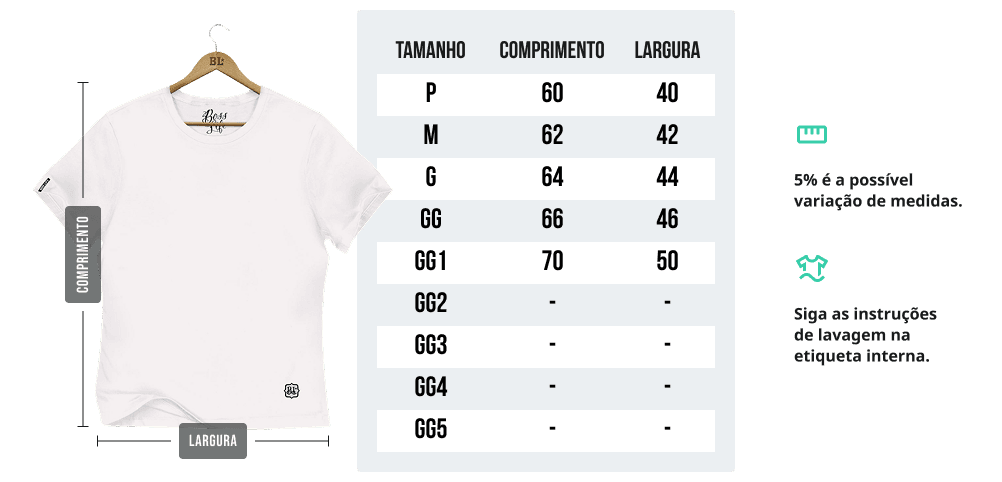 Tabela de medidas - Baby Look